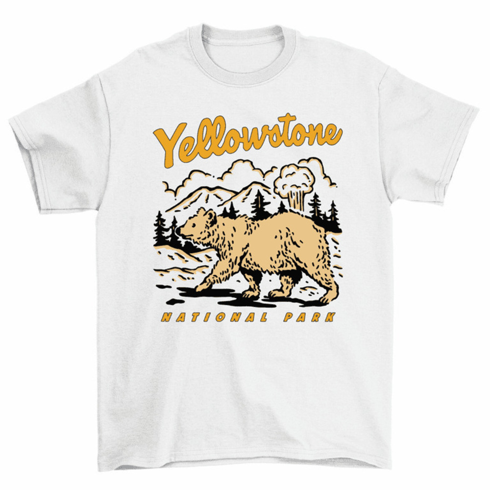 Yellowstone National Park T-Shirt Bear Geyser Tee Men Women